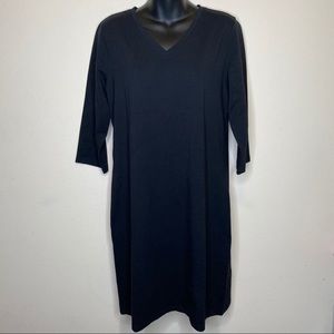 Denim & Co Stretch Black Cotton Jersey Dress